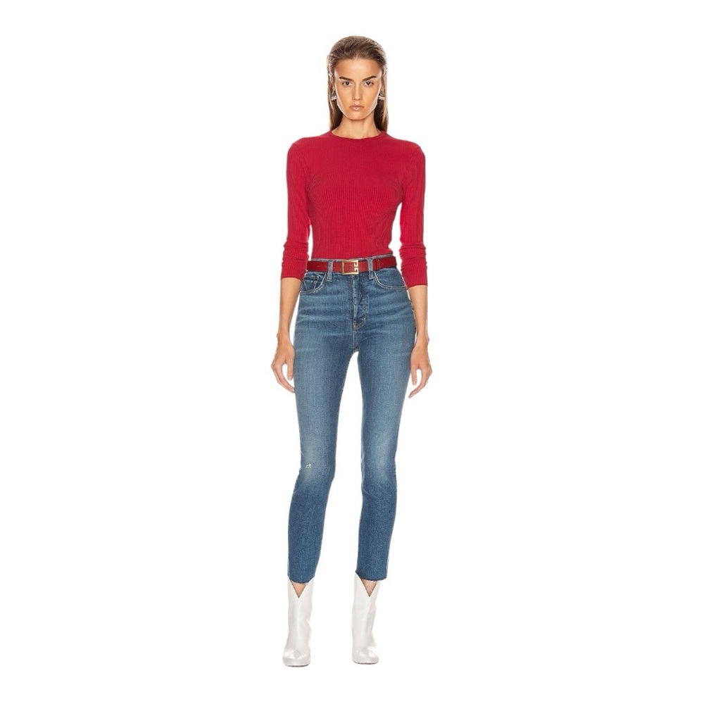 RE/DONE 60’s Long Sleeve Bodysuit in Red Orange